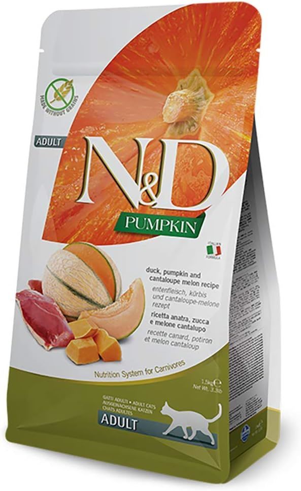 ND Pumpkin Tahılsız Ördek Etli Bal Kabaklı ve Kavunlu Yetişkin Kedi Maması 1,5kg (stt:05/2025)