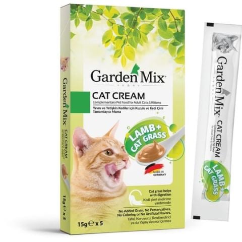 Garden Mix Kuzu Etli Kedi Otlu Krema Kedi Ödülü 15 gr x 5 adet (stt.12/2027)