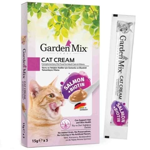 Garden Mix Somonlu Biotinli Krema Kedi Ödülü 15gr x 5 adet (stt:01/2026)