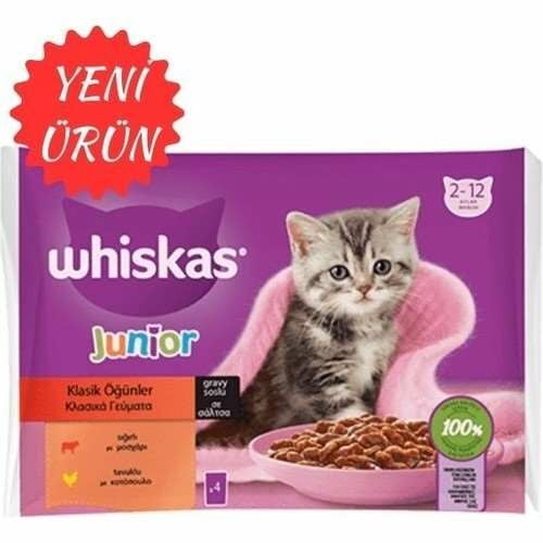 Whiskas Junior Sığırlı Tavuklu Yavru Kedi Konservesi 4 x 85 gr (stt:08/2028)
